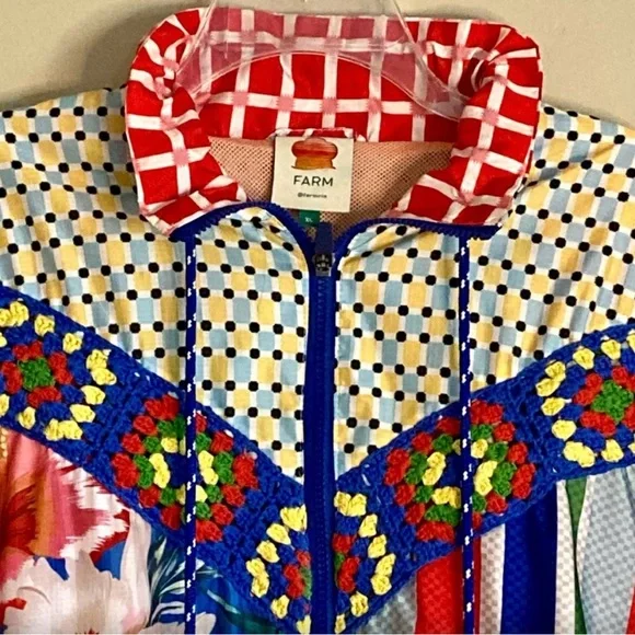 FARM Rio Carnaval Mixed Print Windbreaker with Crochet Detail - Picture 8 of 15